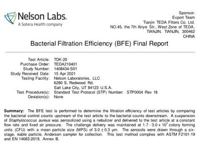 NELSON BFE99检测报告